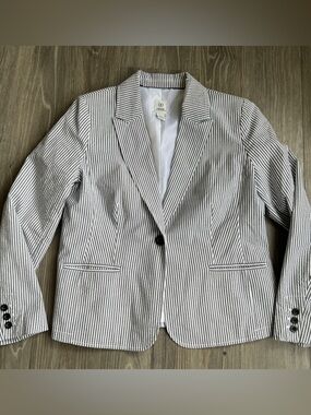 IZOD Seersucker Blazer large white gray black jacket